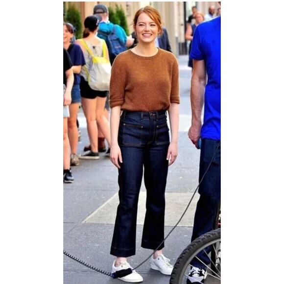 Khaite Raquel Premium Denim Sz 30 Cropped Patch Pocket Jeans Straight Flare - Picture 12 of 12